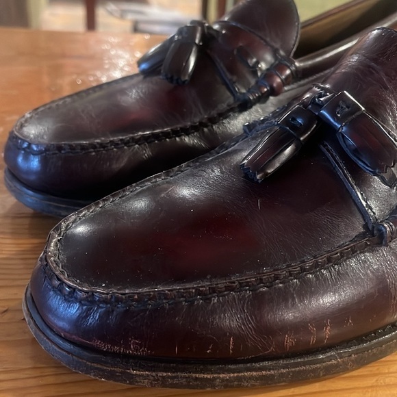 VTG HANOVER Men's leather Burgundy Tassel Loafers Slip Ons Size 11 D/B USA - Picture 7 of 12